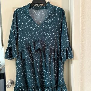 Green Polka Dot Ruffle Women's Top